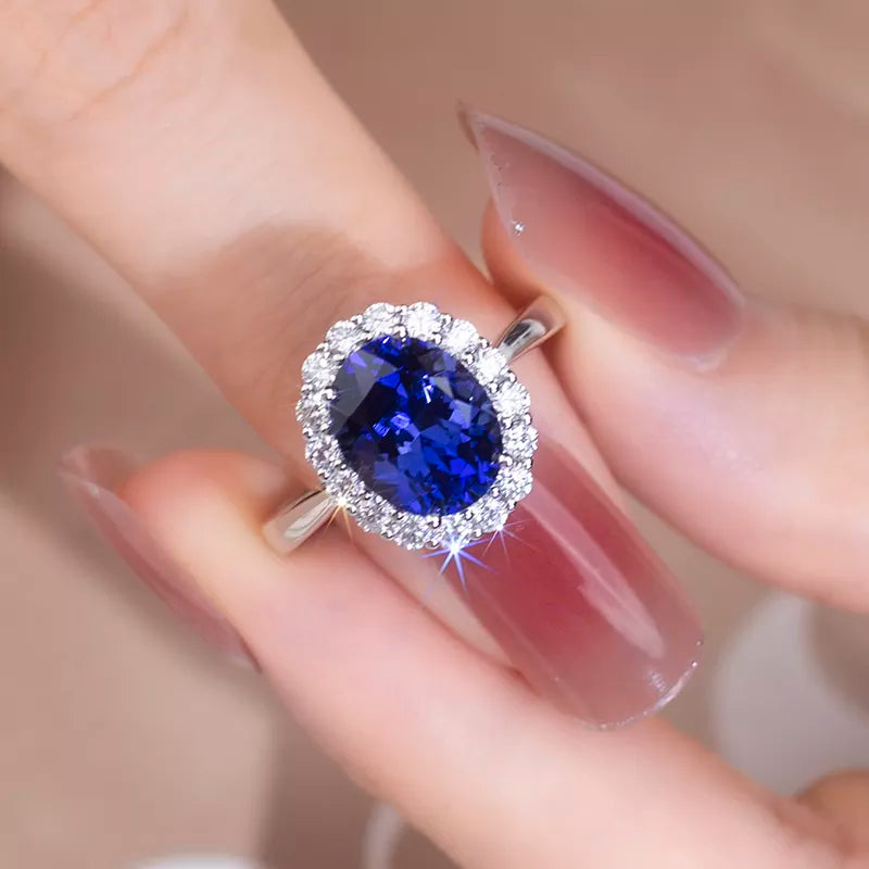 18k Gold Lab-Grown Sapphire Classic Diamond Diana Ring