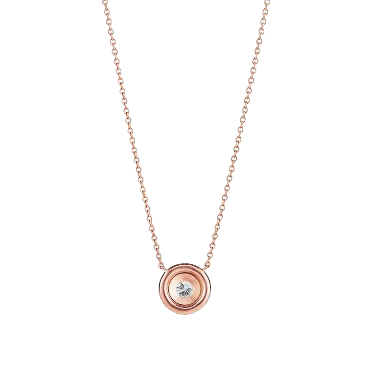 18K Rose Gold Round Cut Lab Grown Diamond Necklace