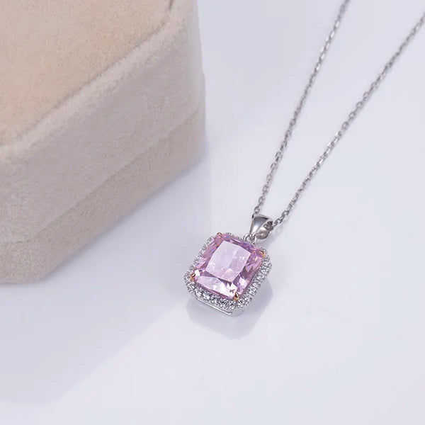 Cubic Zirconia Cushion Silver Pendant