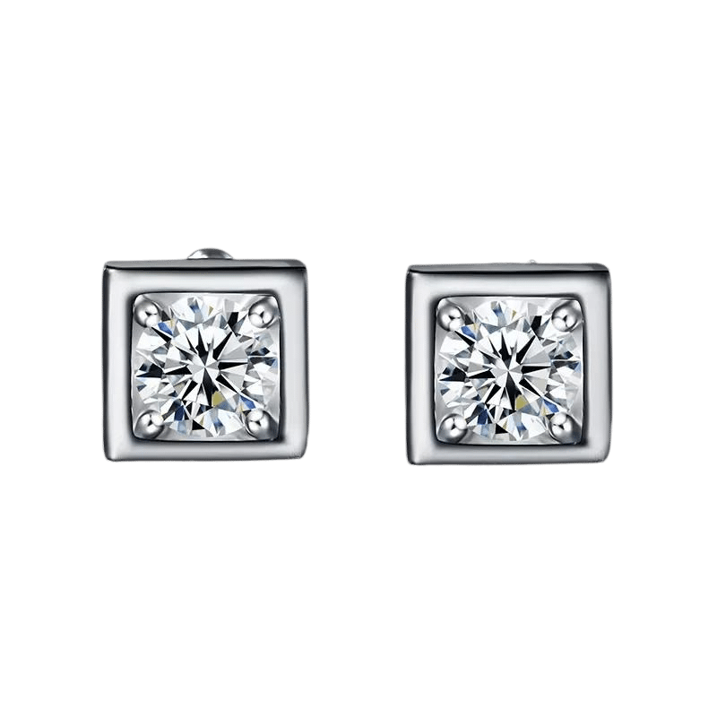 Stud Diamond Earrings 18K White Gold