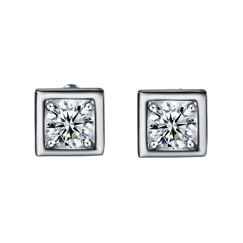 Stud Diamond Earrings 18K White Gold