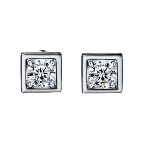 Stud Diamond Earrings 18K White Gold