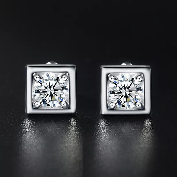 Stud Diamond Earrings 18K White Gold